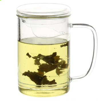 Taza de vidrio de té transparente reutilizable con filtro